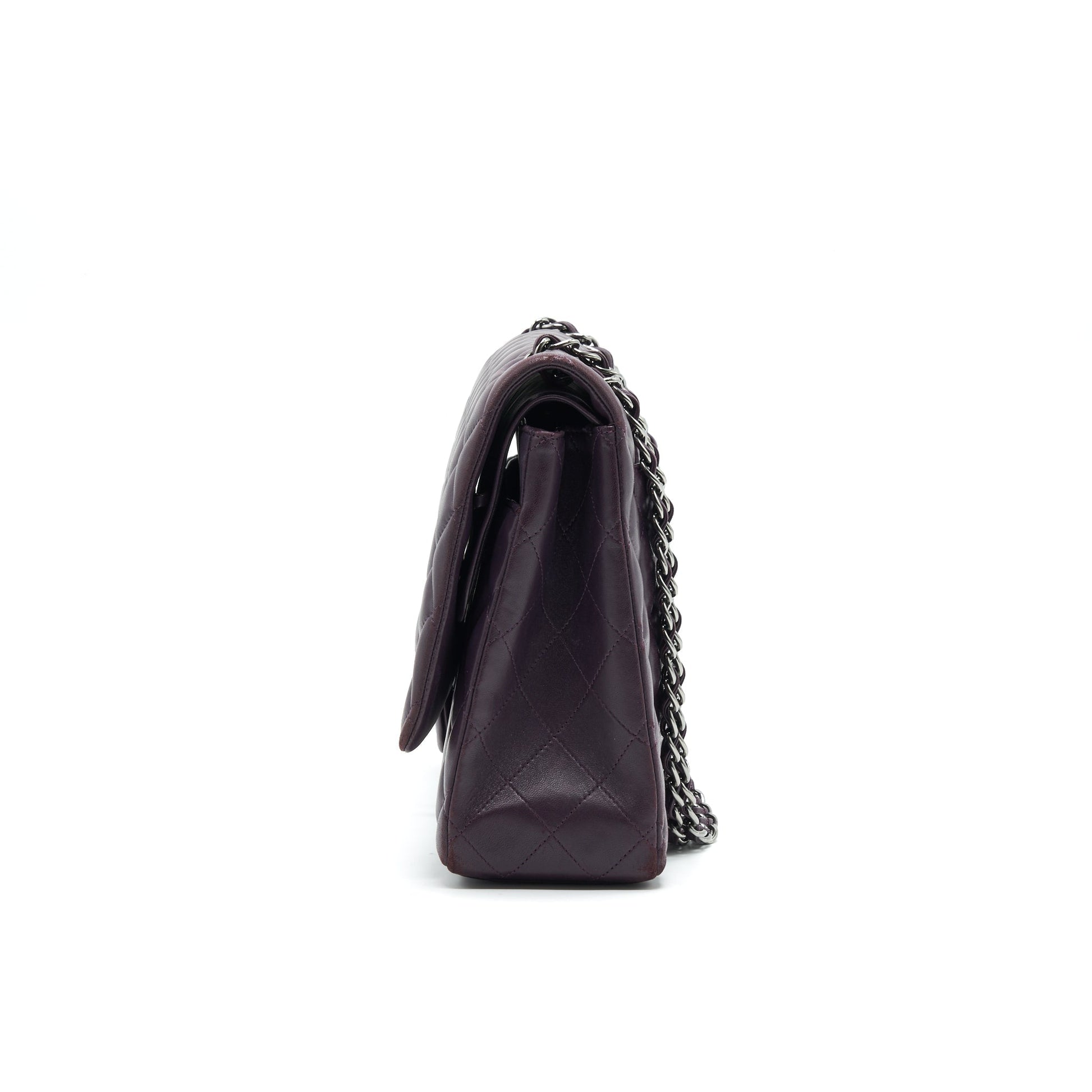 Chanel Maxi Double Flap Bag Lambskin Burgundy SHW