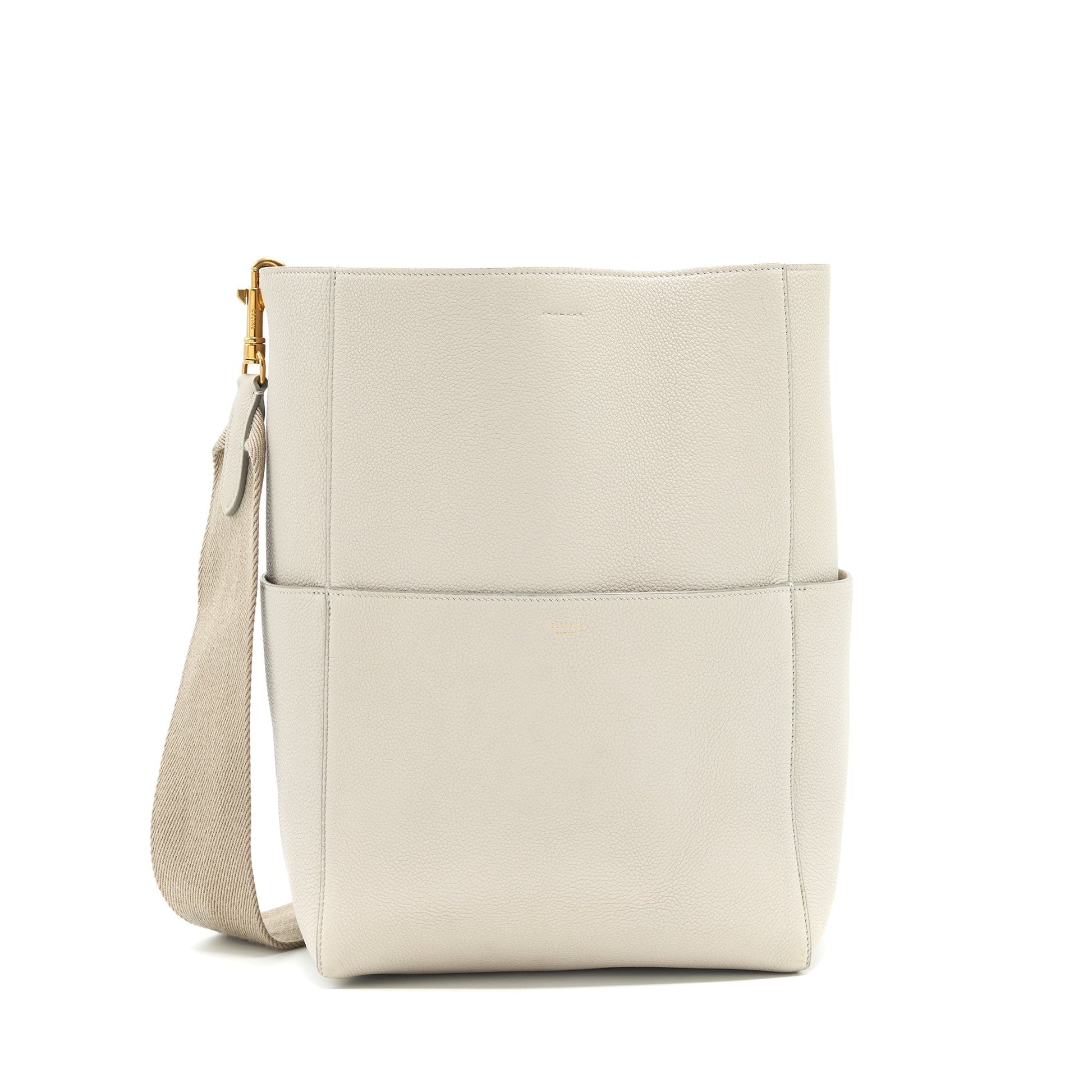 Celine Sangle Purse Grained Calfskin Clay Handbag Bucket Bucket Bag