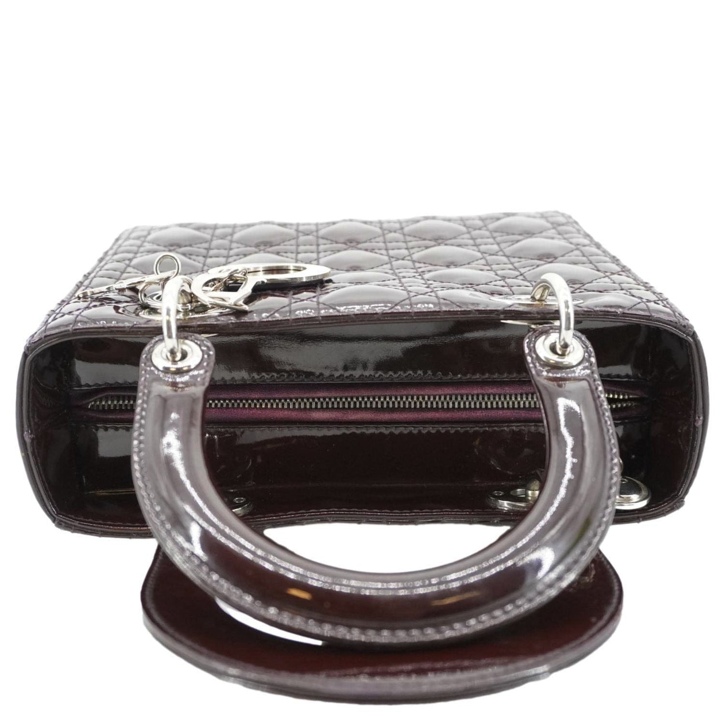 Dior Lady Shoulder Bag Burgundy Leather Patent Quilted