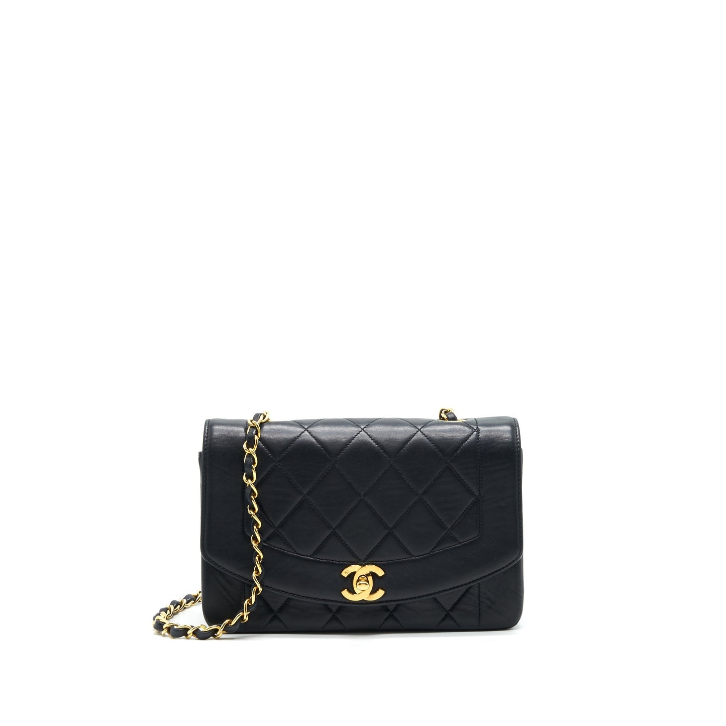 Chanel Diana Flap 24k Hardware Black Small Handbag