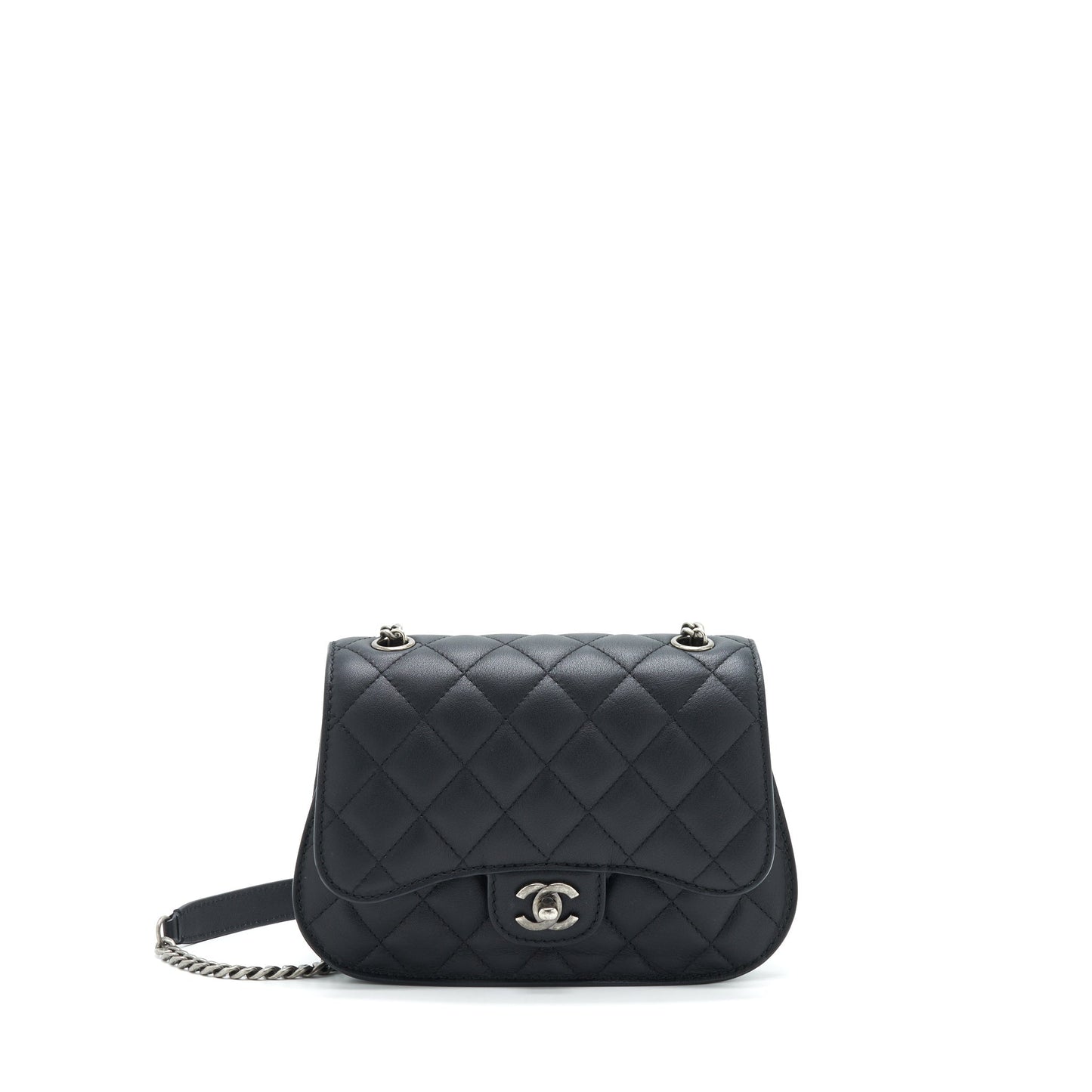Chanel Quilted Flap Ruthenium Hardware Black Crossbody Bag
