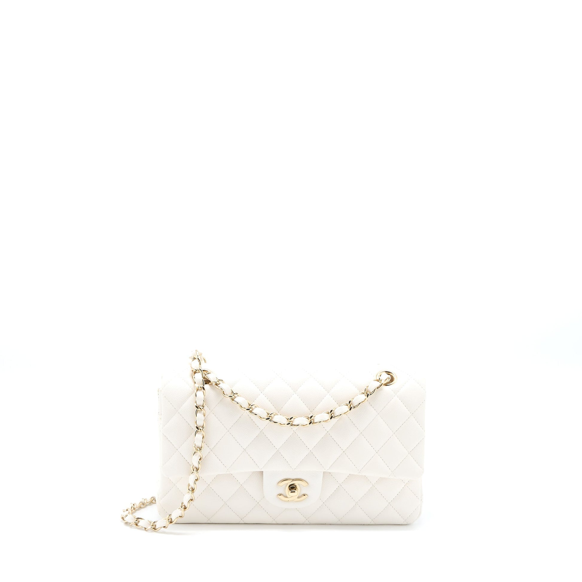 Chanel Classic Double Flap Caviar LGHW White Shoulder Bag White Lghw