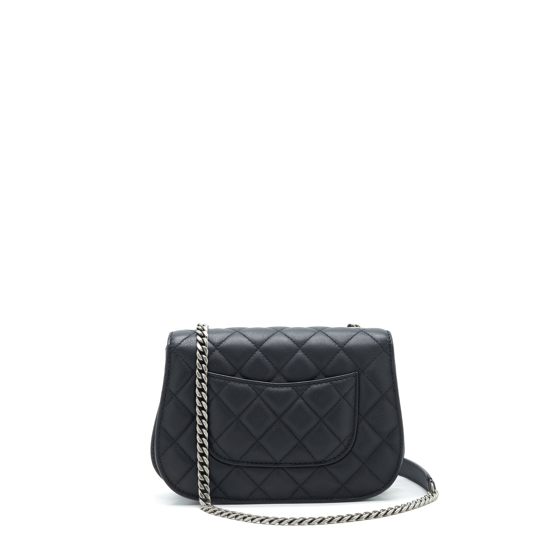Chanel Quilted Flap Ruthenium Hardware Black Crossbody Bag