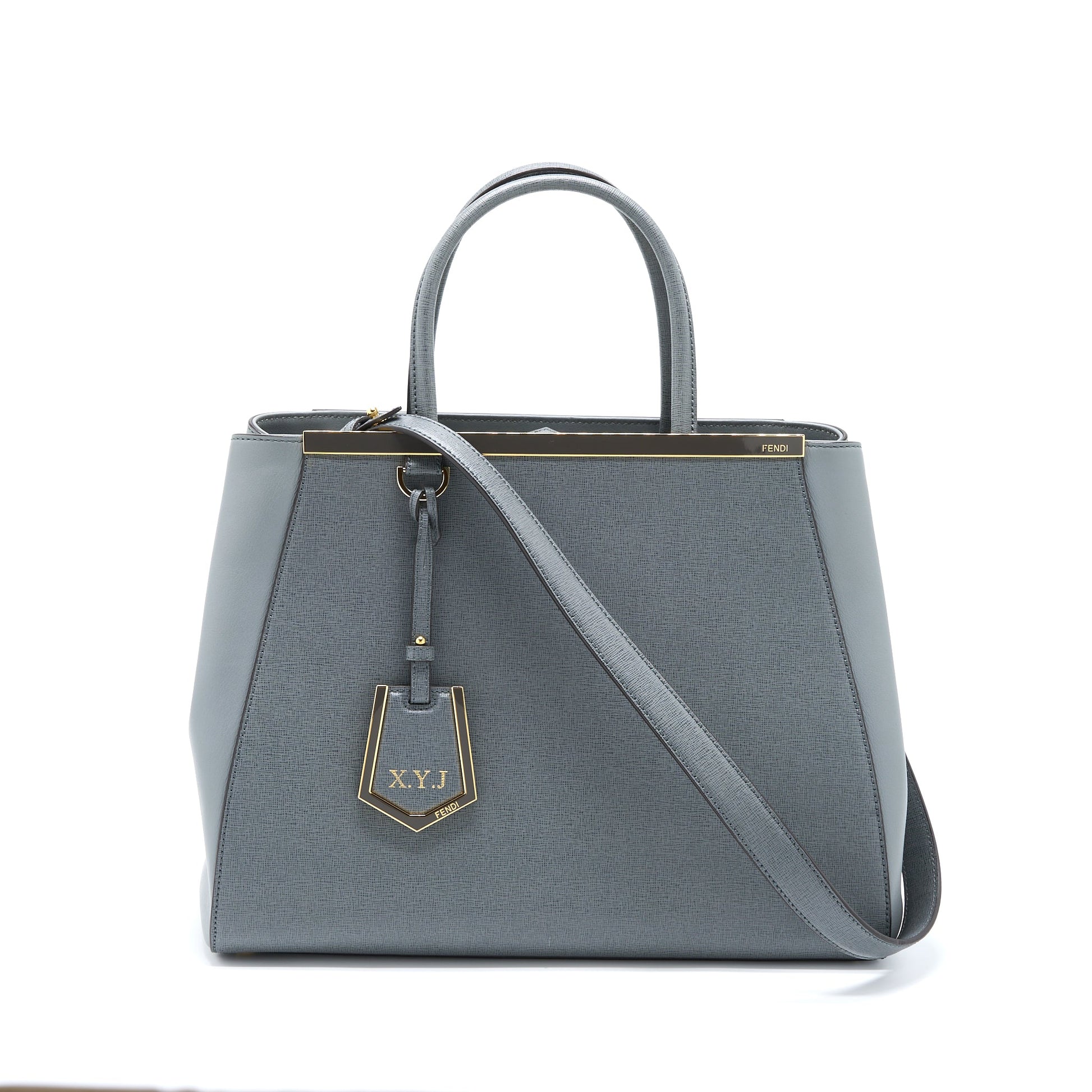Fendi Jours Purse Grey Leather Gray Large Travel Bag