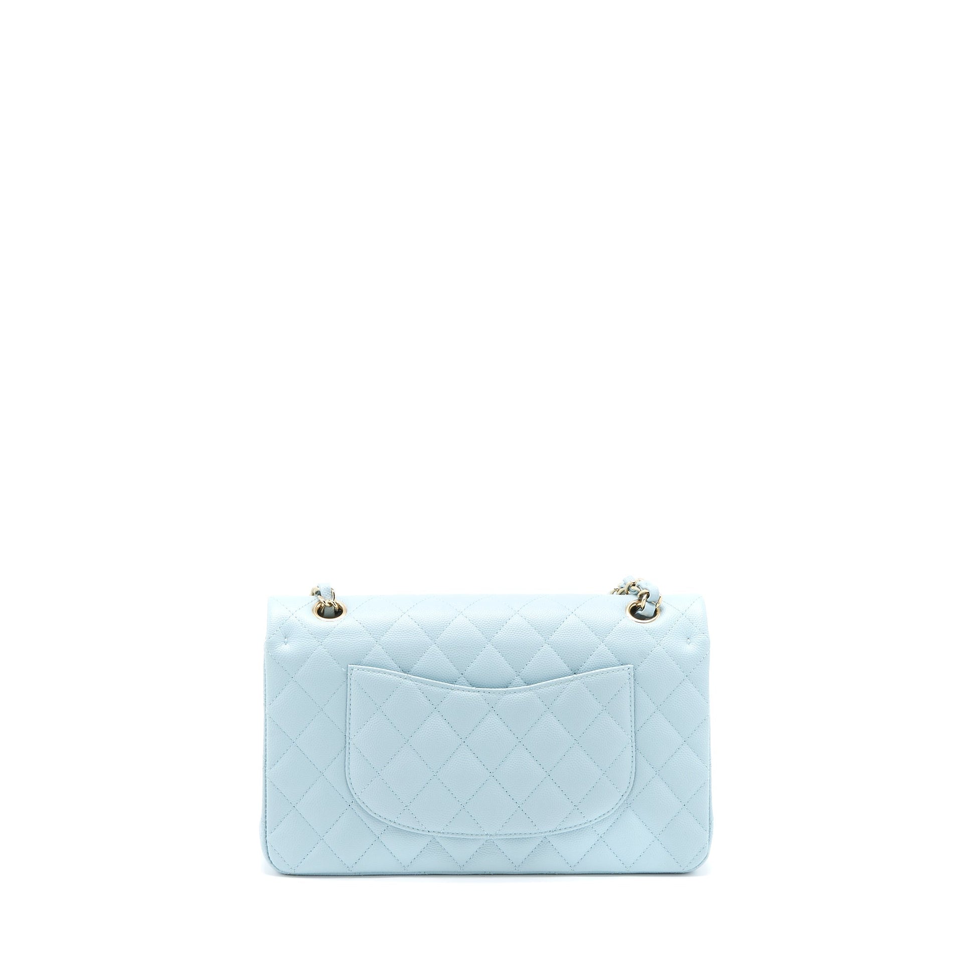 Chanel Classic Double Flap Caviar Light LGHW Blue Shoulder Bag