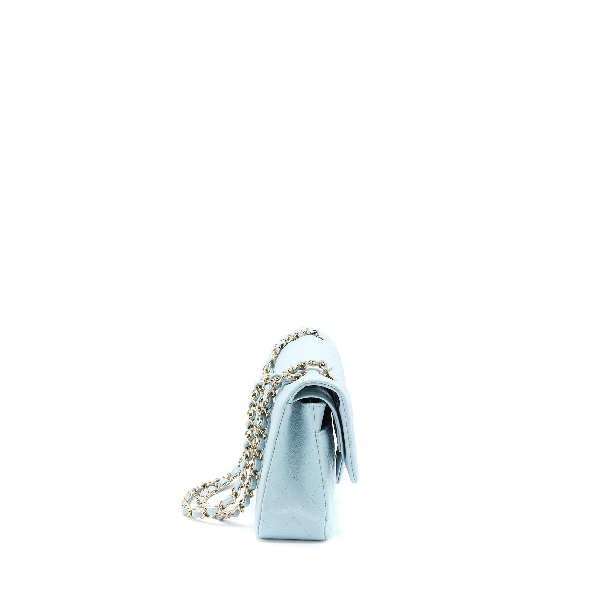 Chanel Classic Double Flap Caviar Light LGHW Blue Shoulder Bag