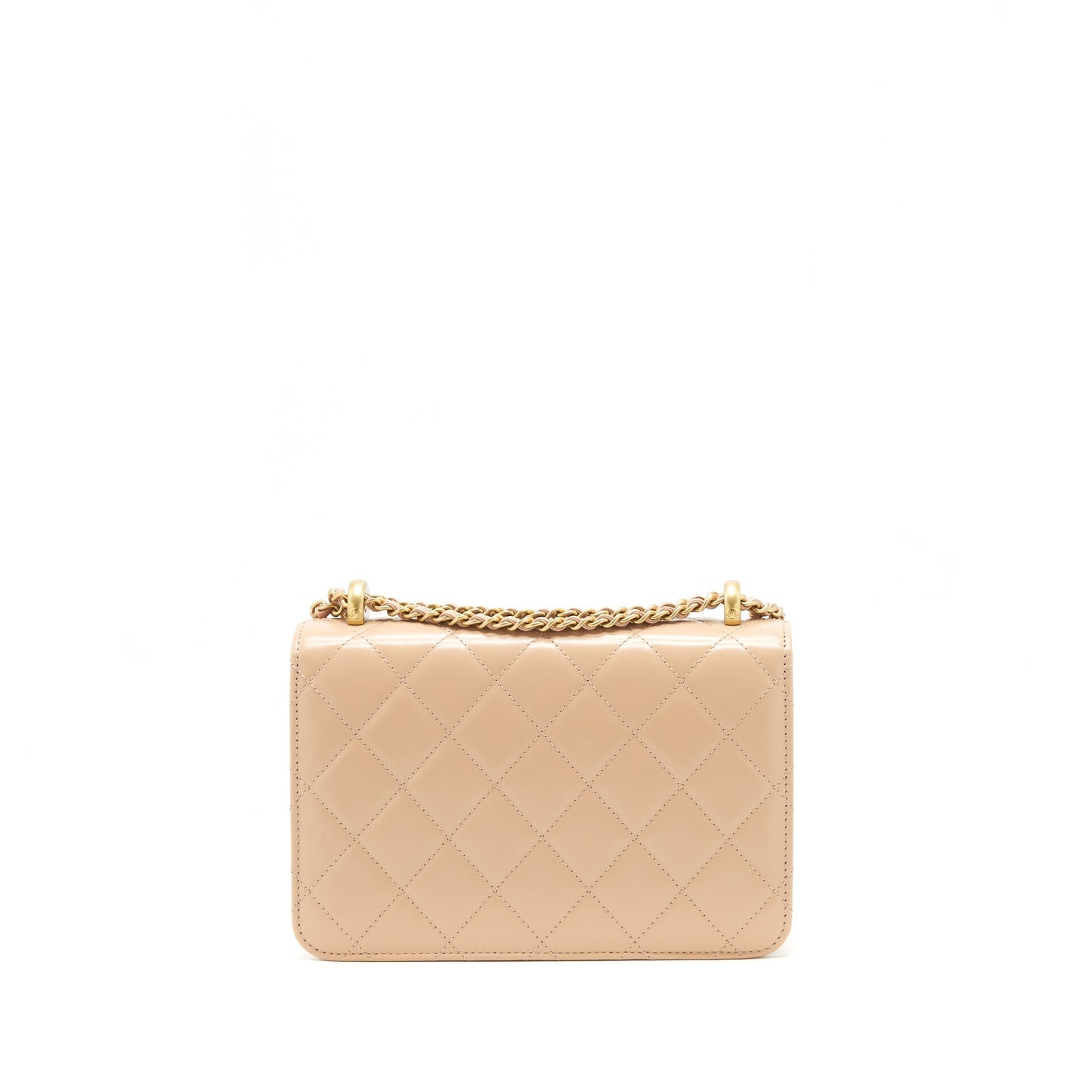Chanel 21A Crush Flap Calfskin GHW Gold Beige Shoulder Bag