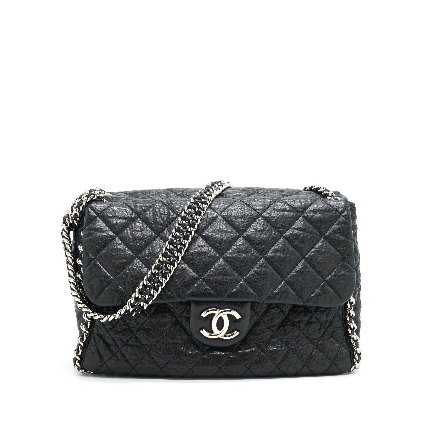 Chanel Quilted XL SHW Black Leather Shoulder Bag