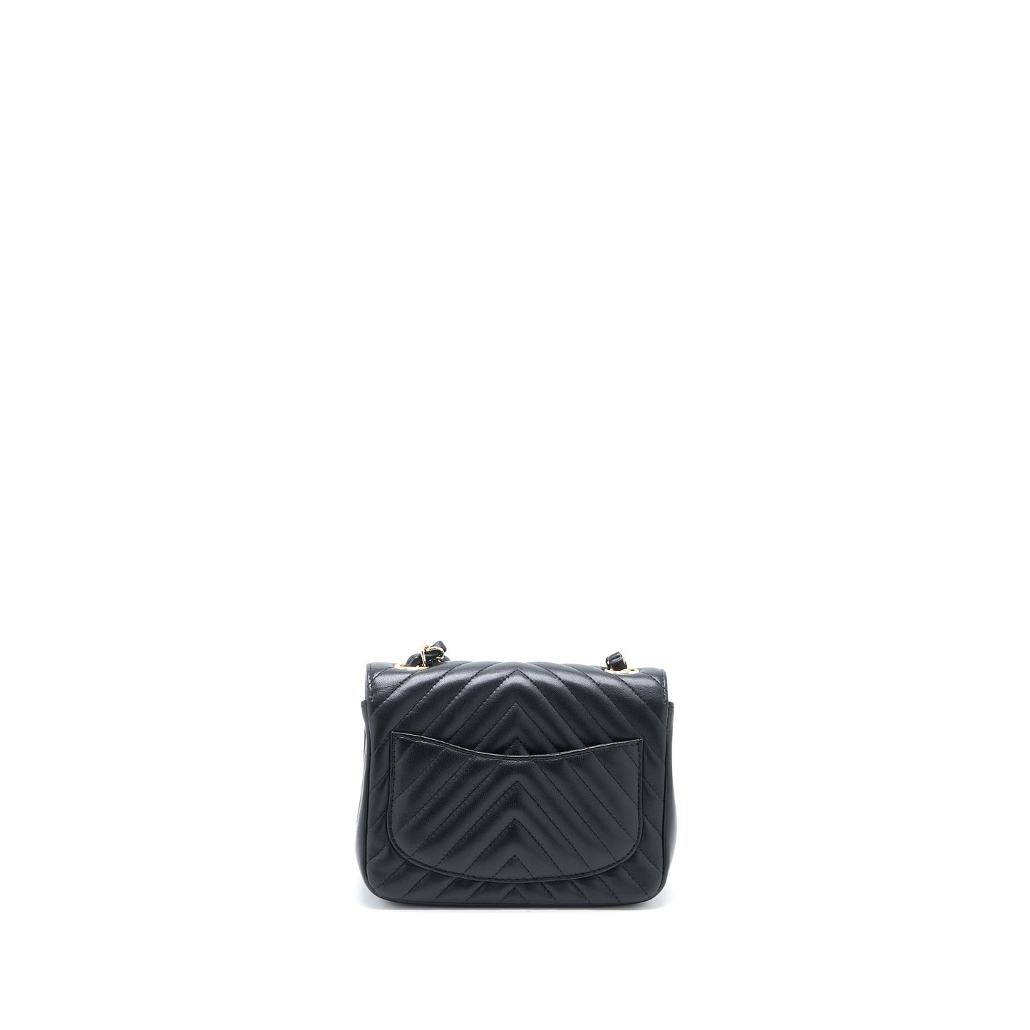 Chanel Square Flap Chevron Lambskin LGHW Black Shoulder Bag