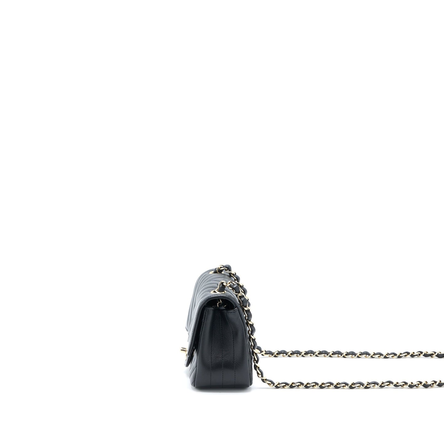 Chanel Square Flap Chevron Lambskin LGHW Black Shoulder Bag