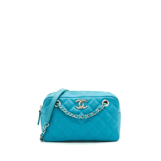 Chanel Quilted Rubberized Lambskin Coco Rain Camera Blue Crossbody Bag