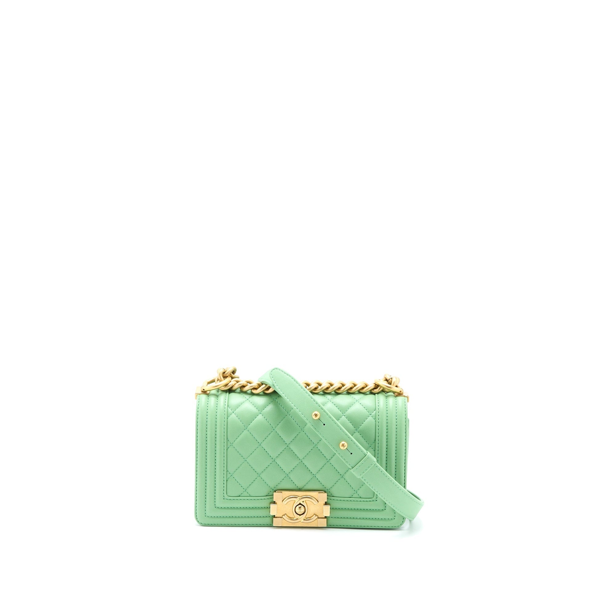 Chanel Boy Calfskin GHW Green Small Handbag