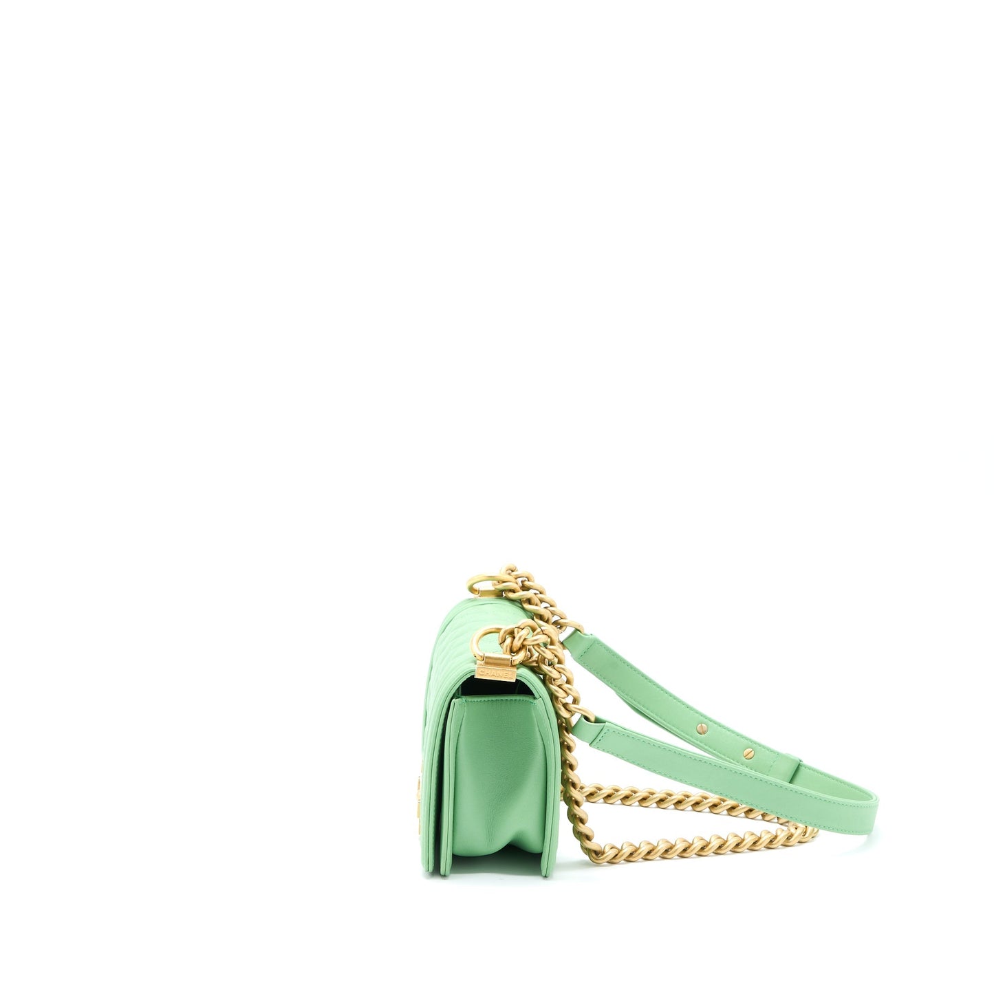 Chanel Boy Calfskin GHW Green Small Handbag