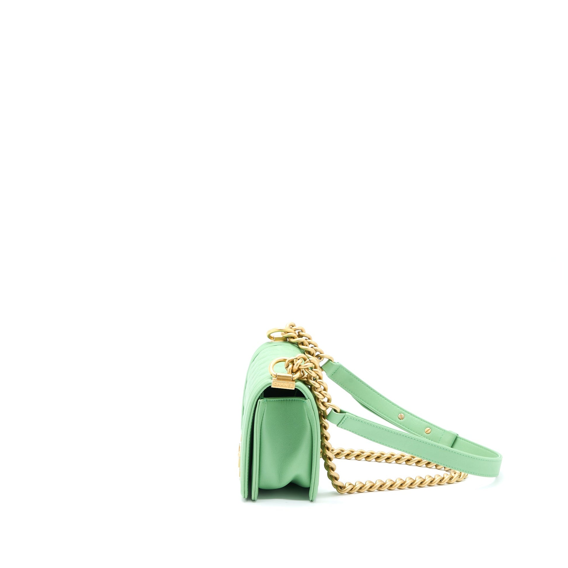 Chanel Boy Calfskin GHW Green Small Handbag
