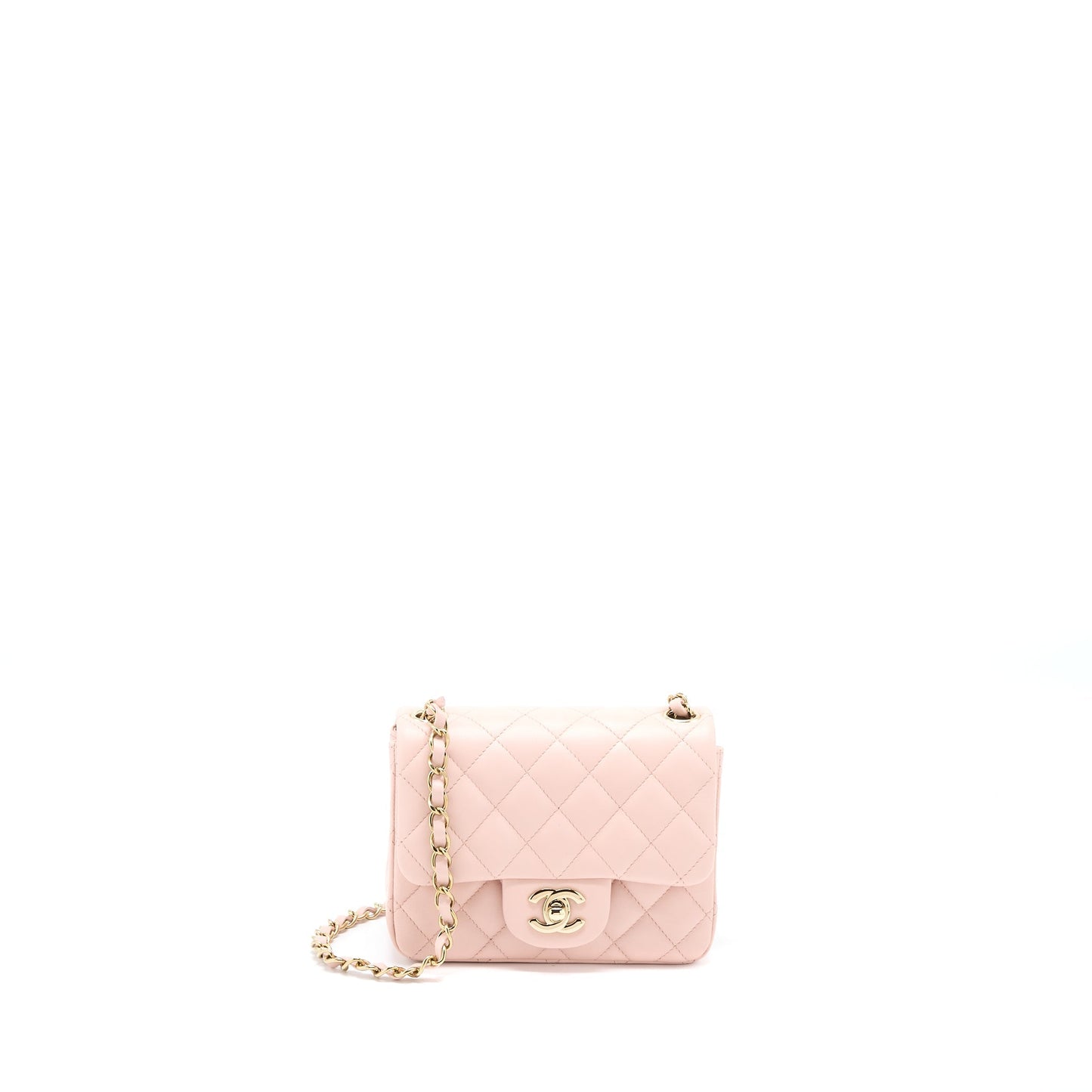 Chanel Square Flap Lambskin Light LGHW Microchip Pink Shoulder Bag