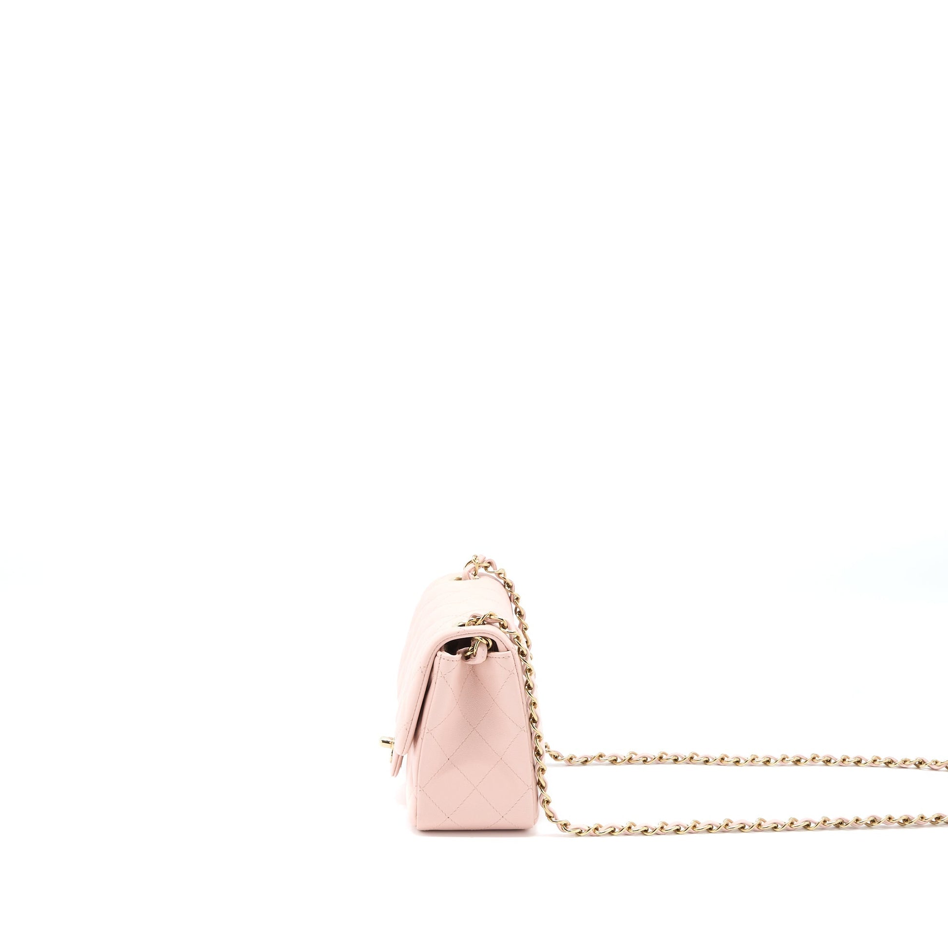 Chanel Square Flap Lambskin Light LGHW Microchip Pink Shoulder Bag