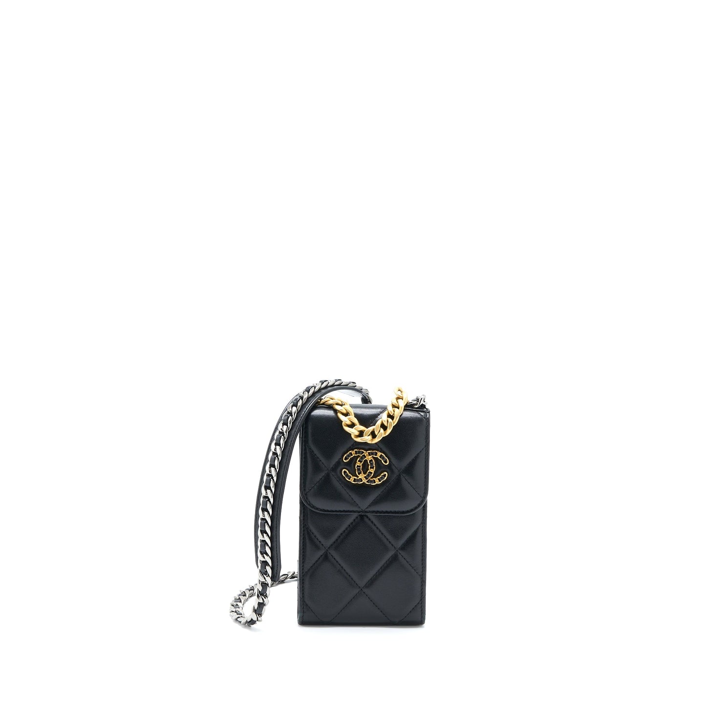 Chanel 19 Phone Lambskin Hardware Multicolour Black Handbag