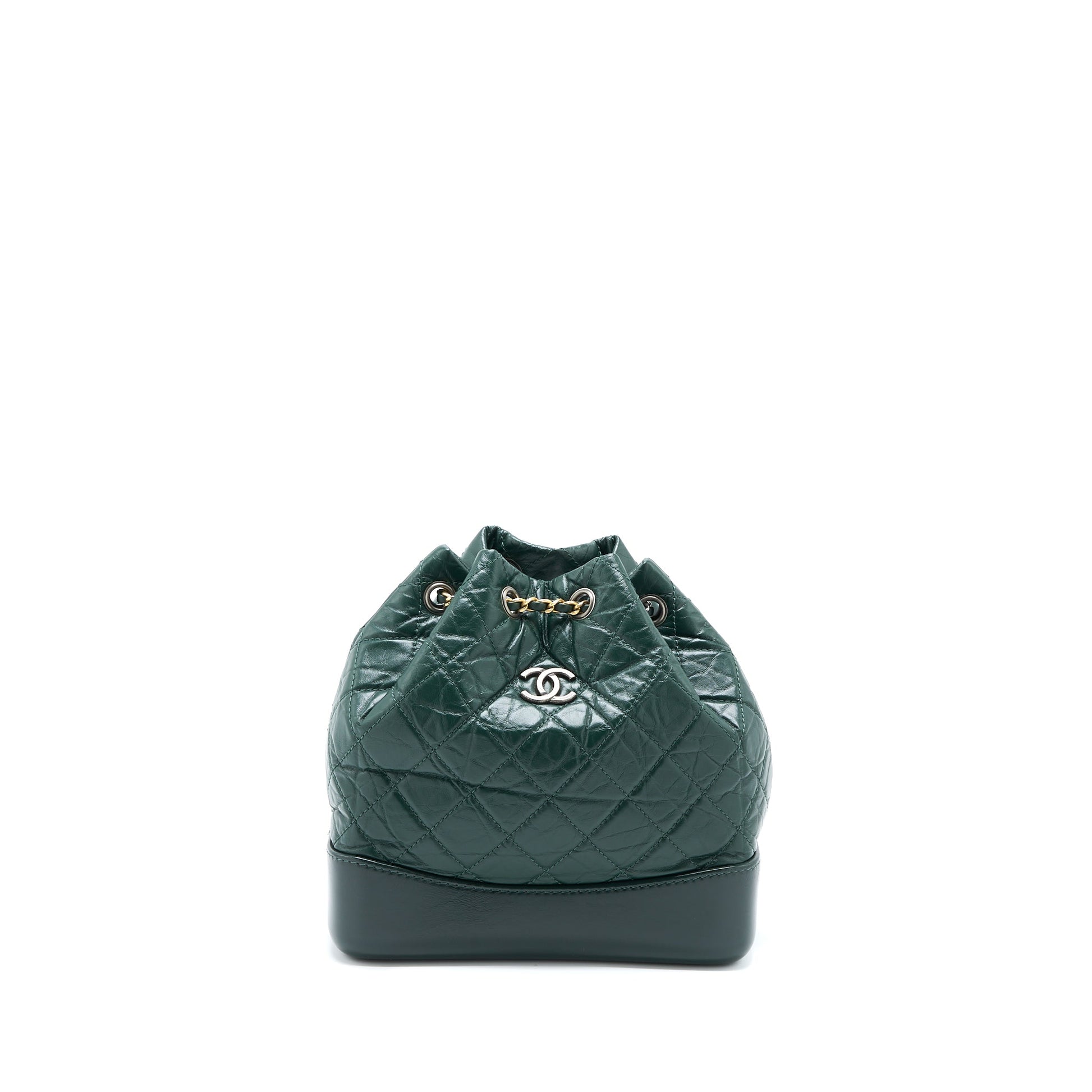 Chanel Gabrielle Backpack Calfskin Dark Hardware Multicolour Green Small