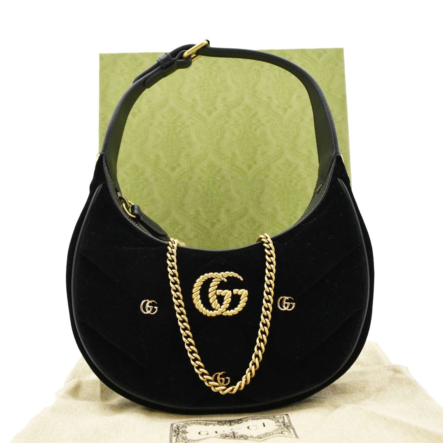 Gucci Marmont Half Moon Shoulder Bag Leather Black Moon 770983