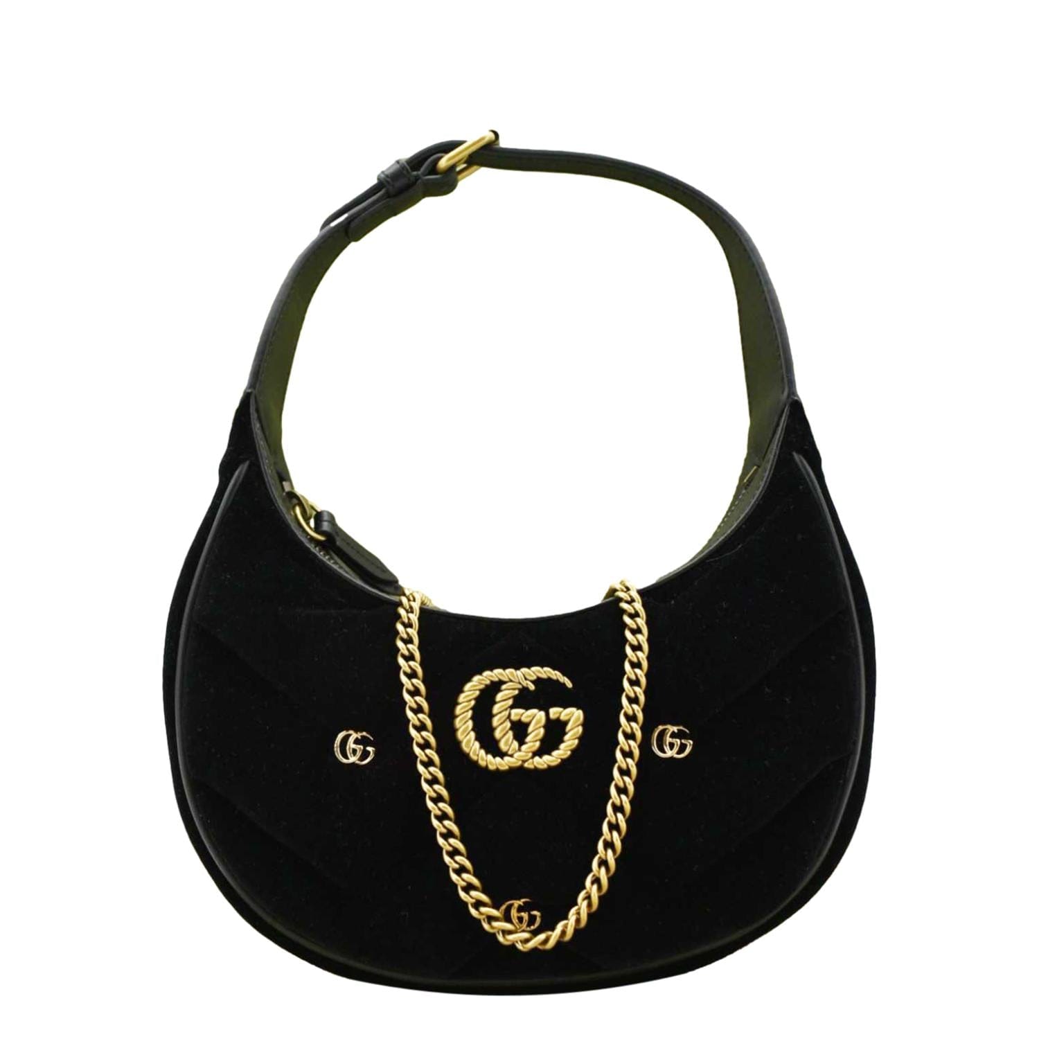 Gucci Marmont Half Moon Shoulder Bag Leather Black Moon 770983
