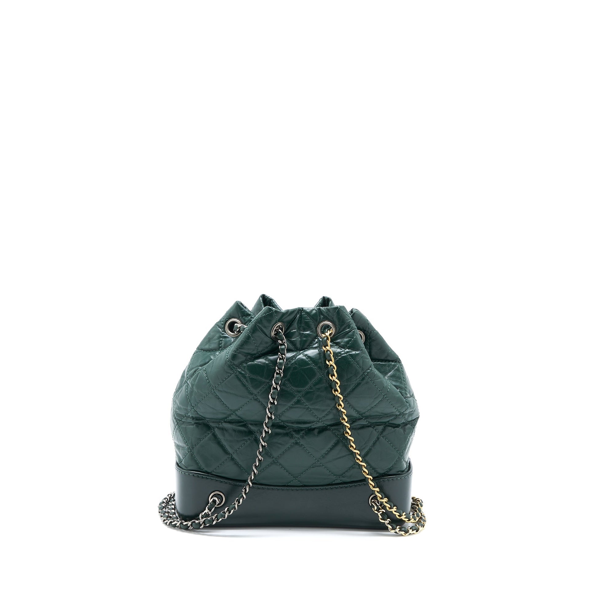 Chanel Gabrielle Backpack Calfskin Dark Hardware Multicolour Green Small