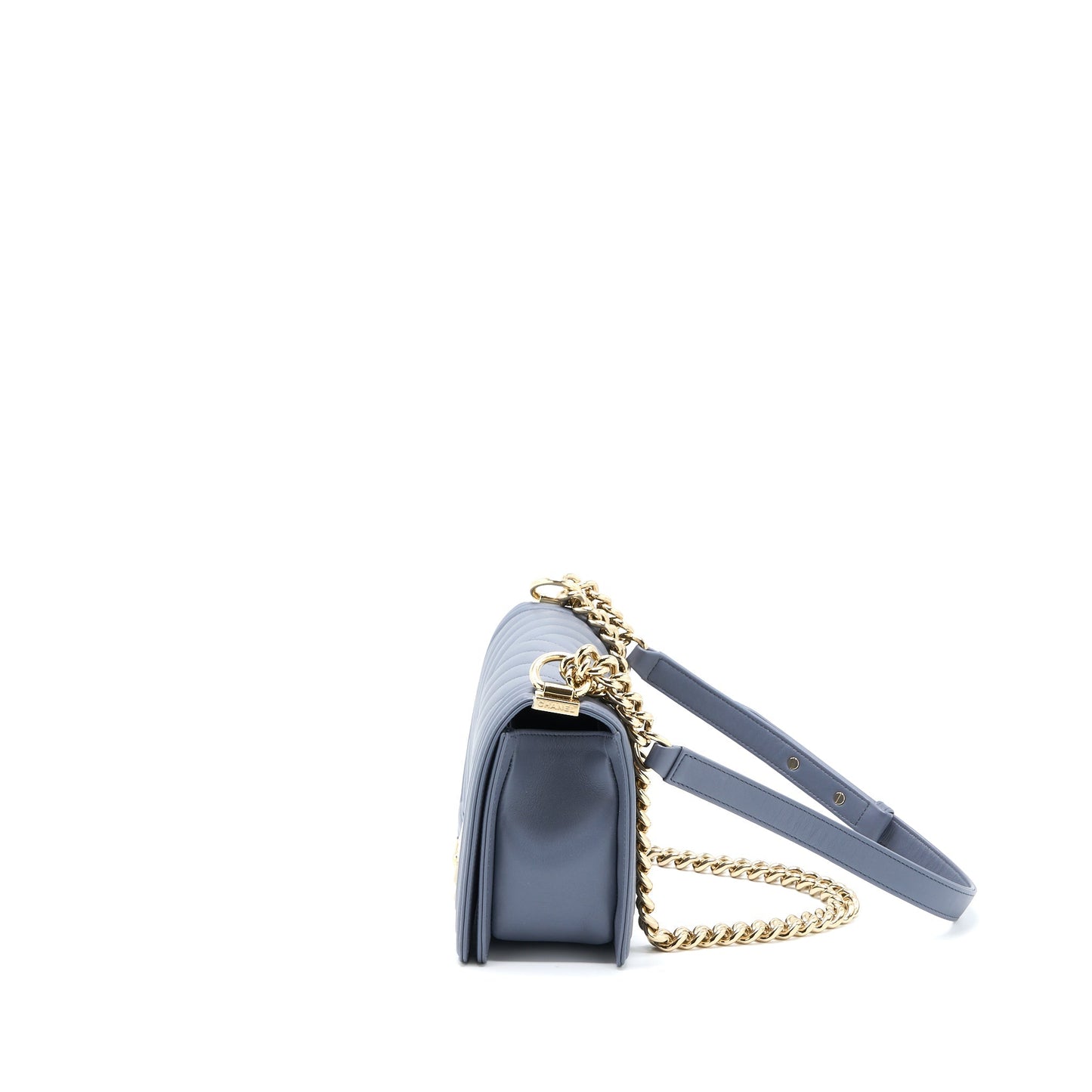 Chanel Boy Chevron Calfskin LGHW Grey Handbag