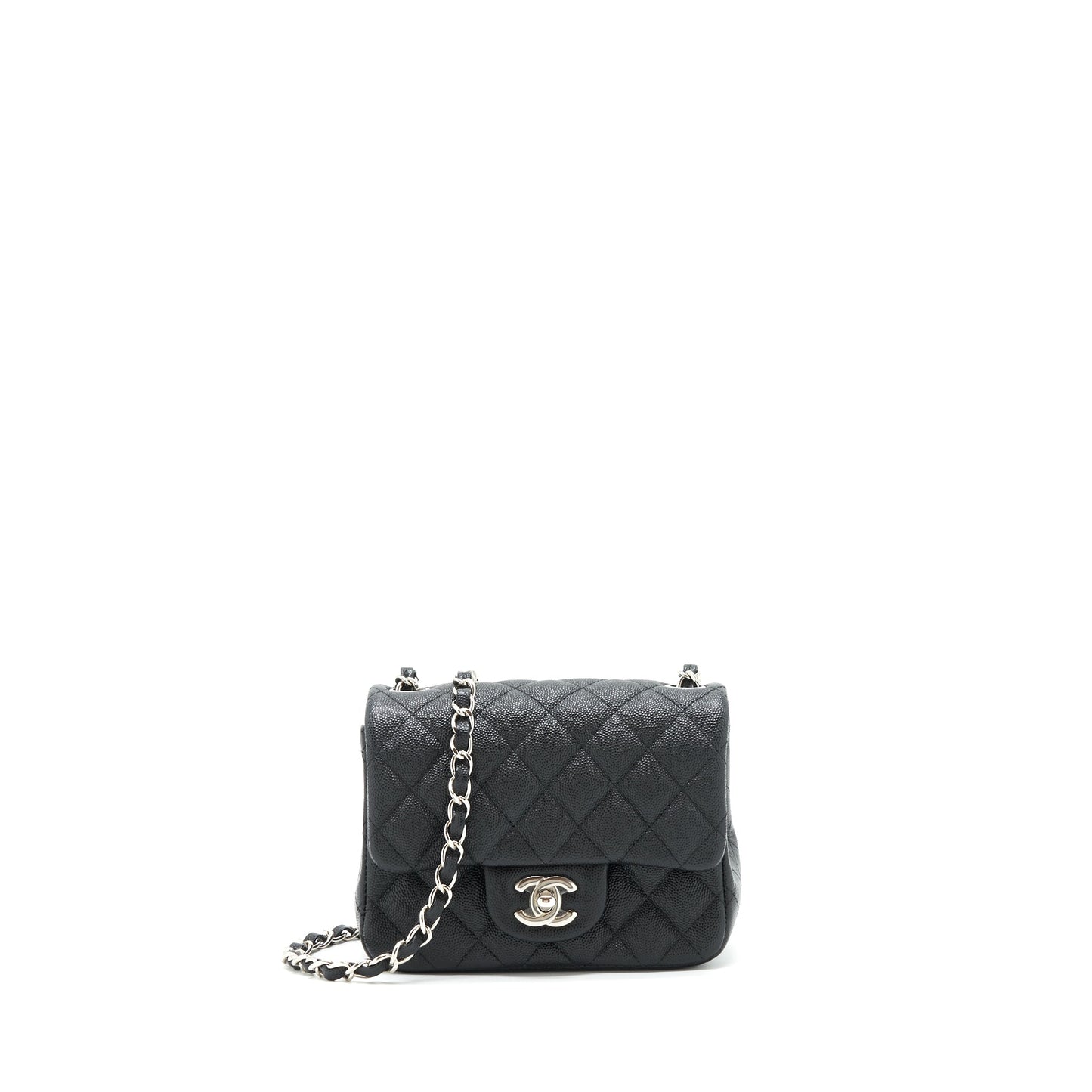 Chanel square flap Caviar SHW Black Shoulder Bag