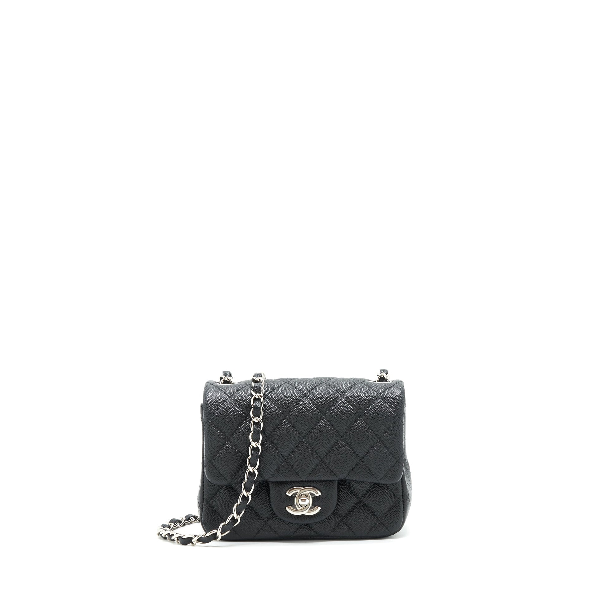 Chanel square flap Caviar SHW Black Shoulder Bag