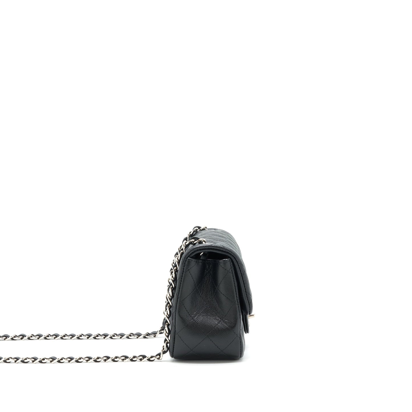 Chanel square flap Caviar SHW Black Shoulder Bag