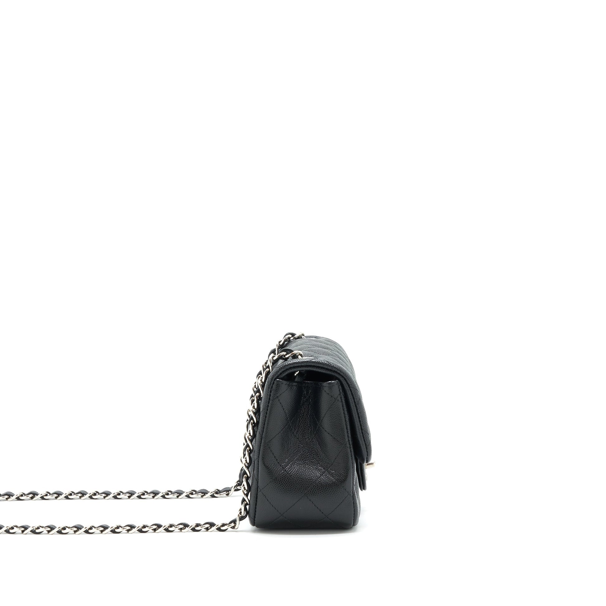 Chanel square flap Caviar SHW Black Shoulder Bag