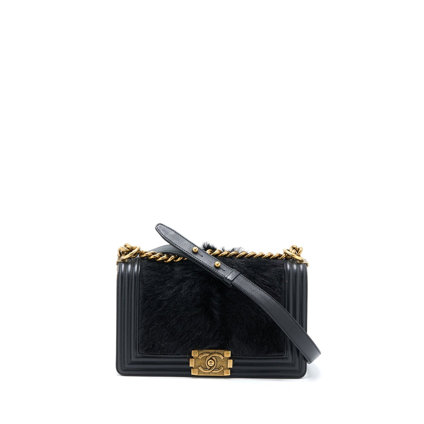 Chanel Boy Goathair Calfskin GHW Black Handbag