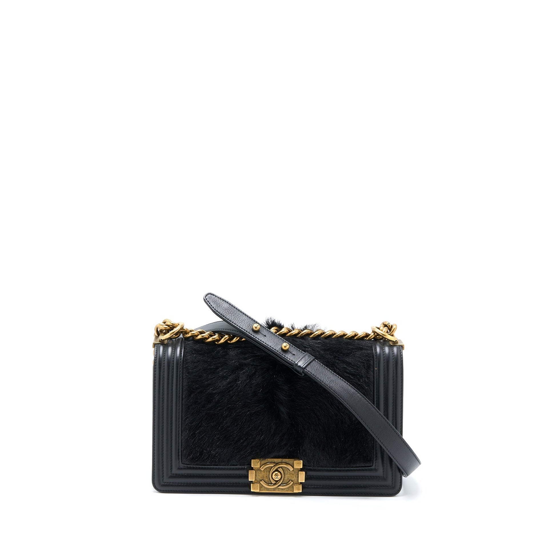Chanel Boy Goathair Calfskin GHW Black Handbag