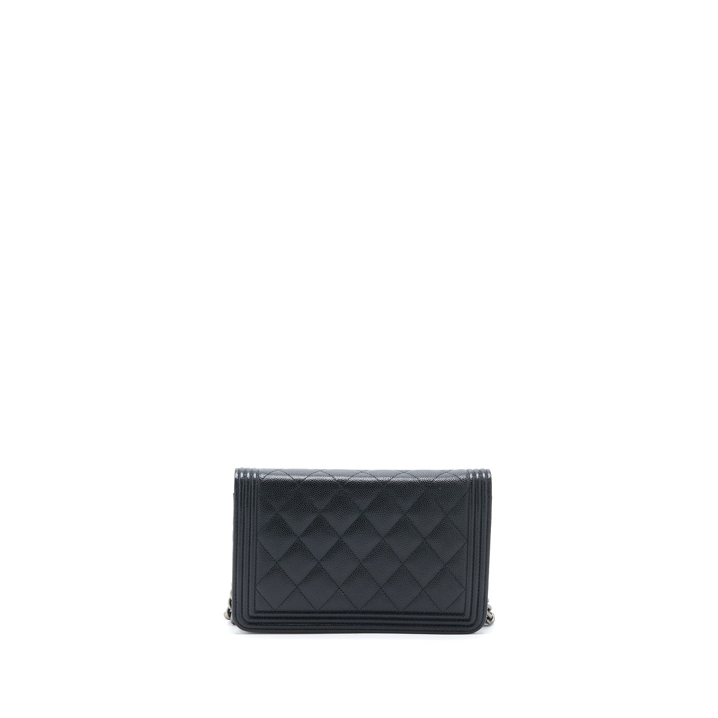 Chanel Boy on Caviar Ruthenium Hardware Microchip Black Wallet Case