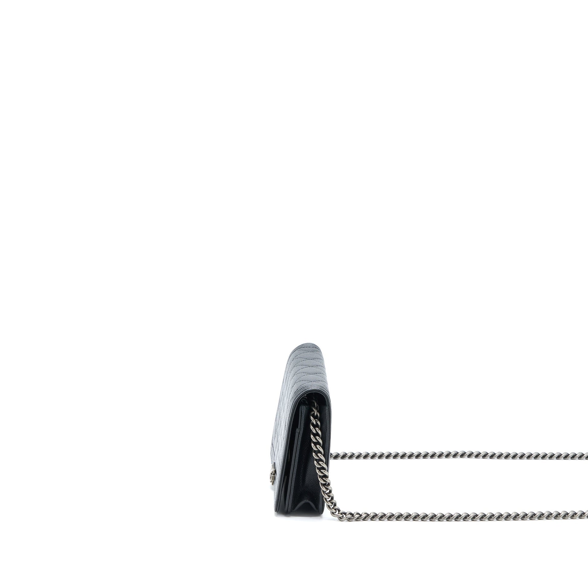 Chanel Boy on Caviar Ruthenium Hardware Microchip Black Wallet Case