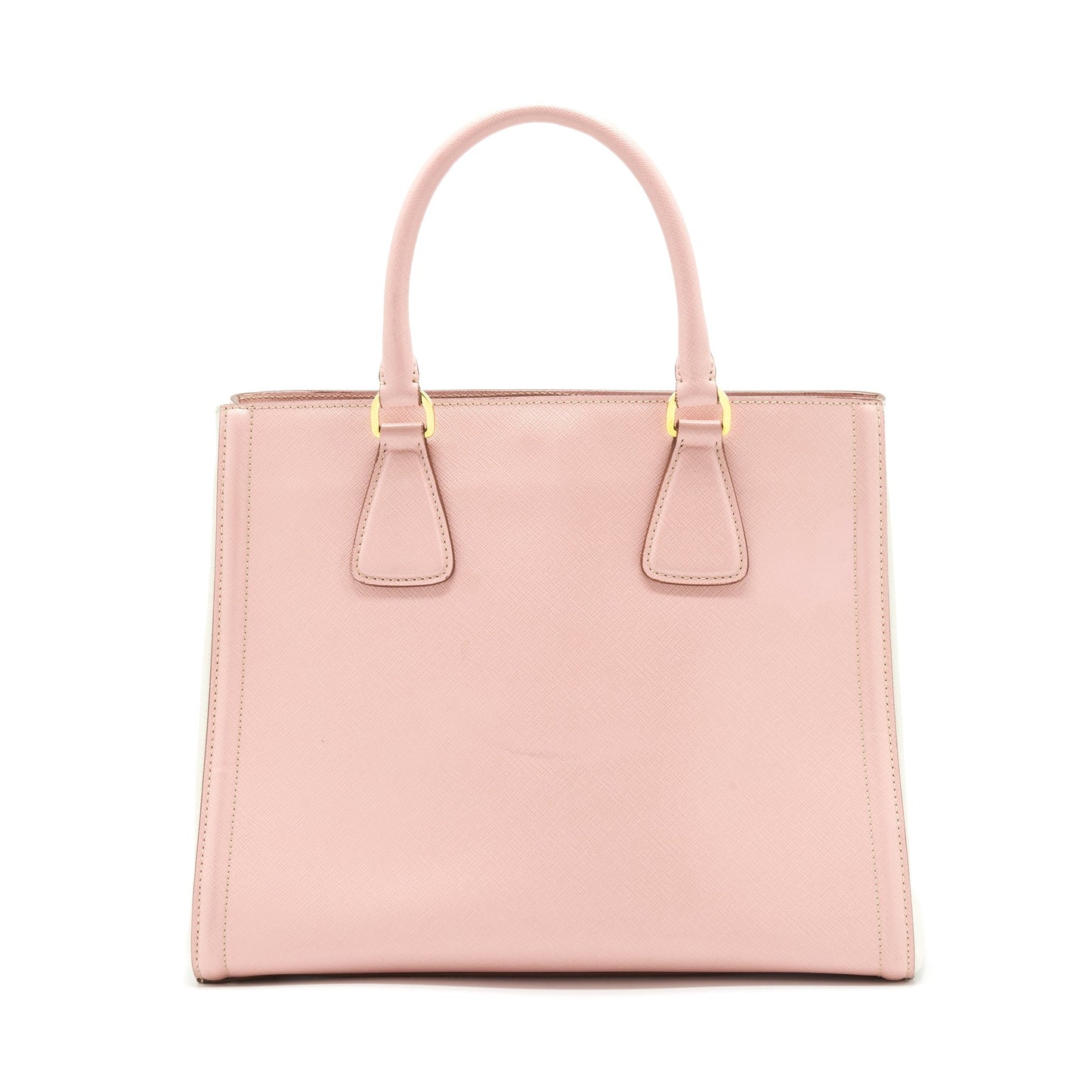 Prada Top Handle Saffiano Tote Purse Calfskin Handbag White Pink Tote Bag