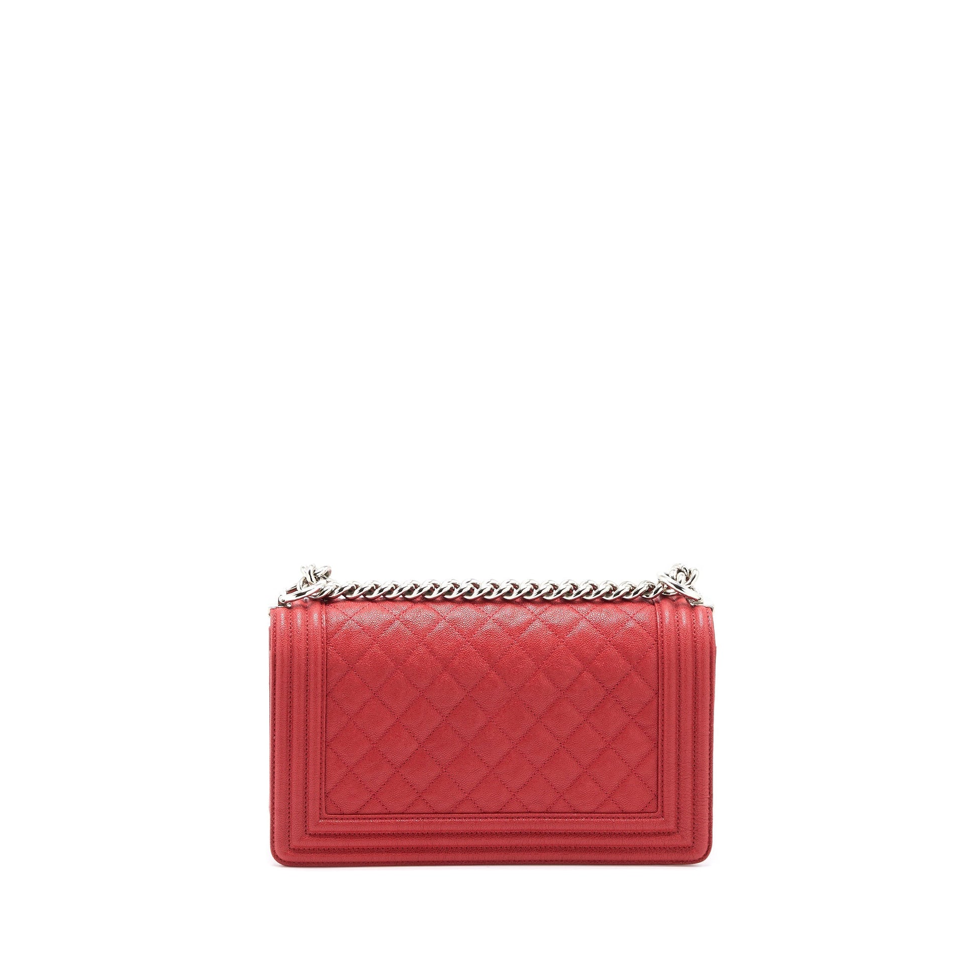 Chanel Boy Grained Calfskin SHW Red Handbag