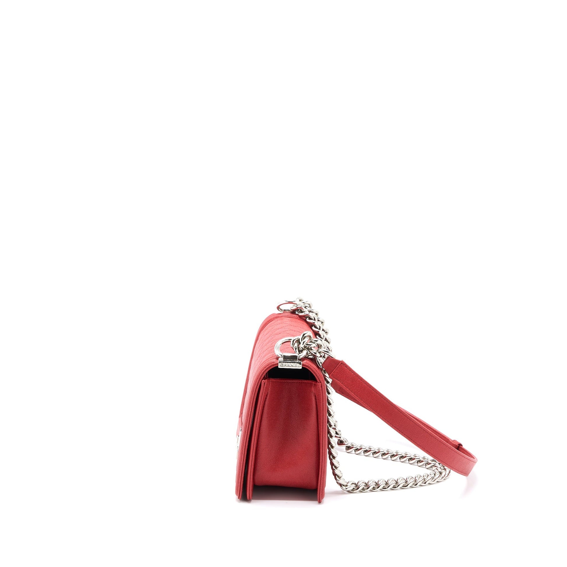 Chanel Boy Grained Calfskin SHW Red Handbag