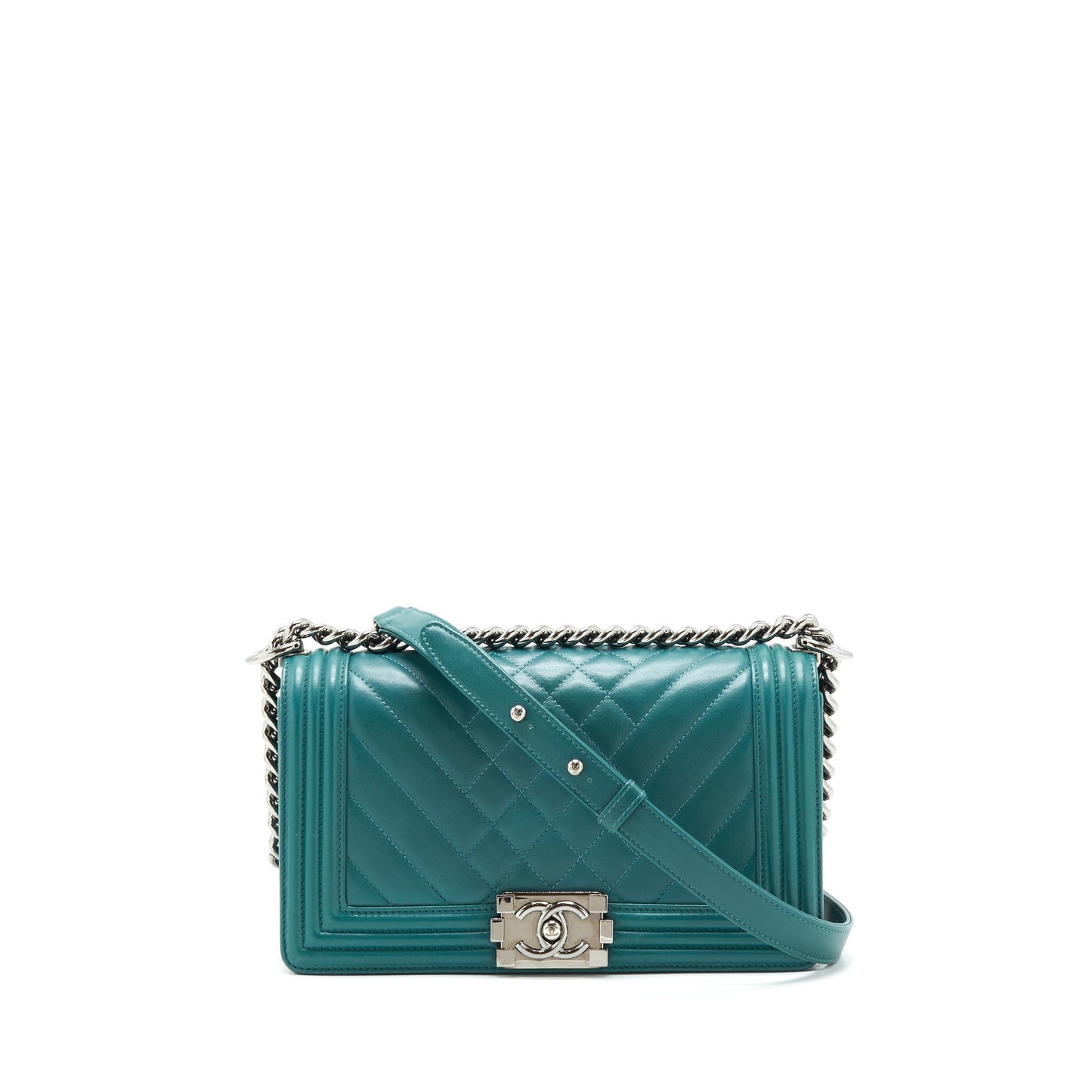 Chanel Boy lambskin SHW Green Handbag