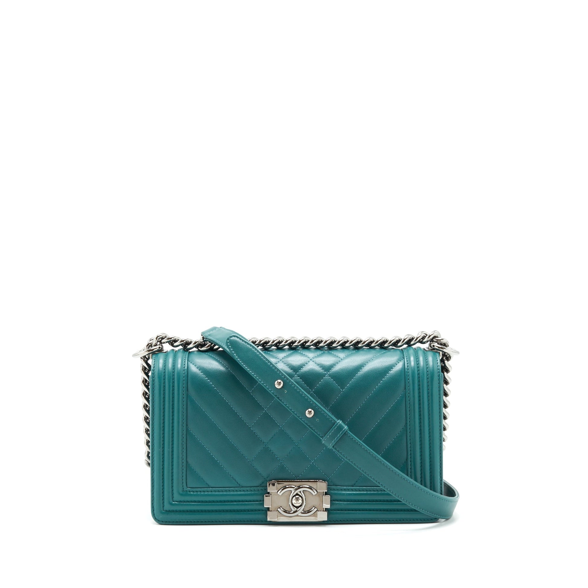 Chanel Boy lambskin SHW Green Handbag