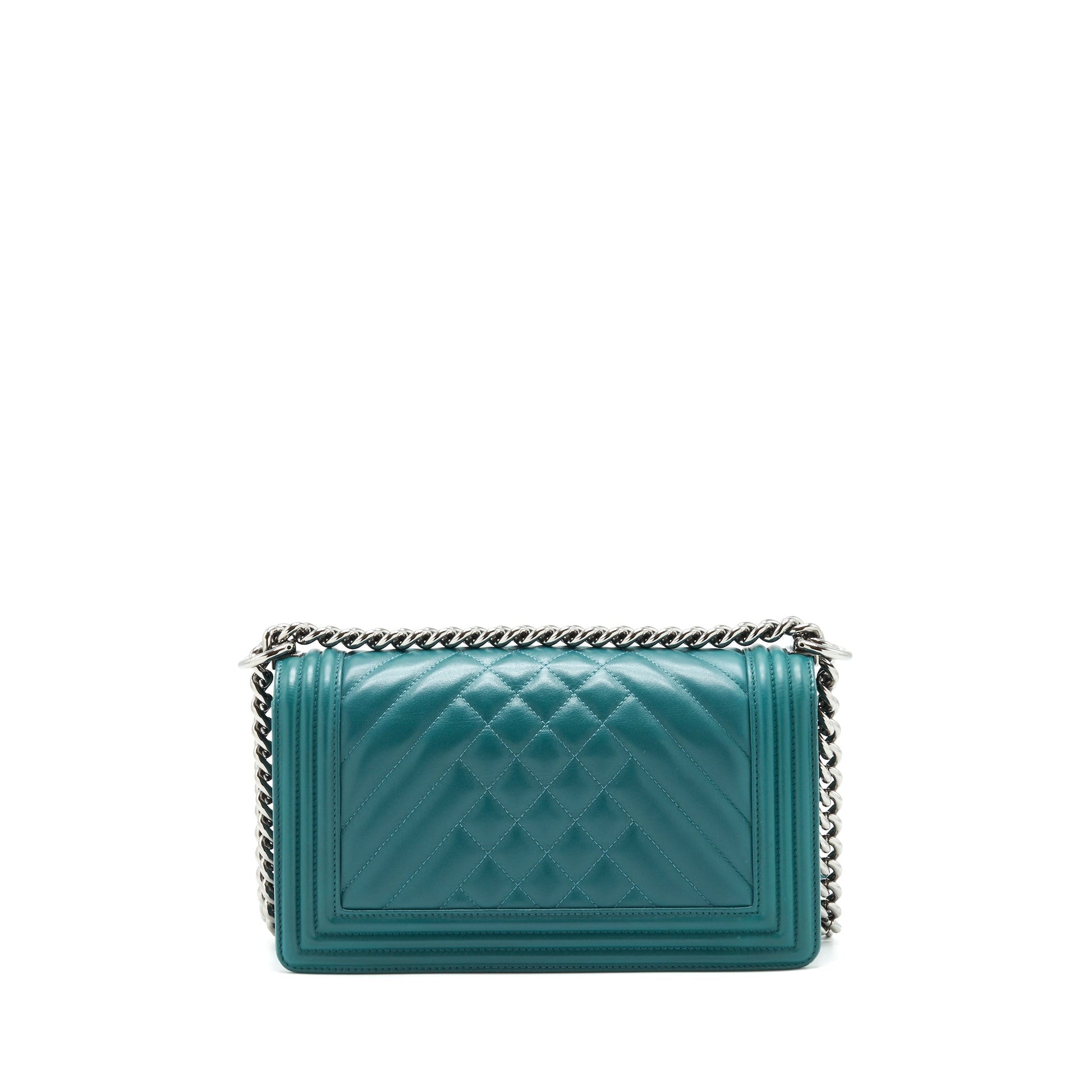 Chanel Boy lambskin SHW Green Handbag
