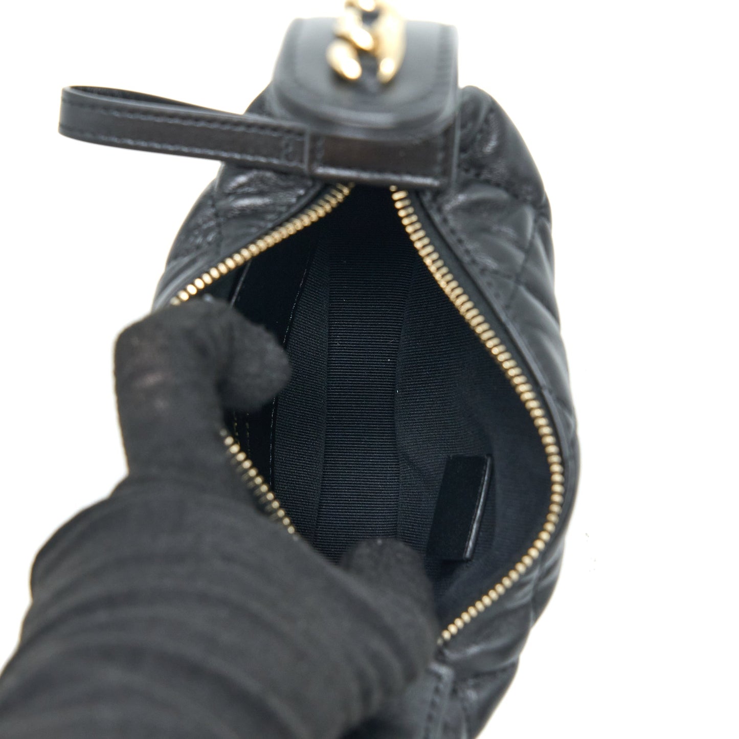 Chanel 23C Round Lambskin LGHW Microchip Black Clutch Bag