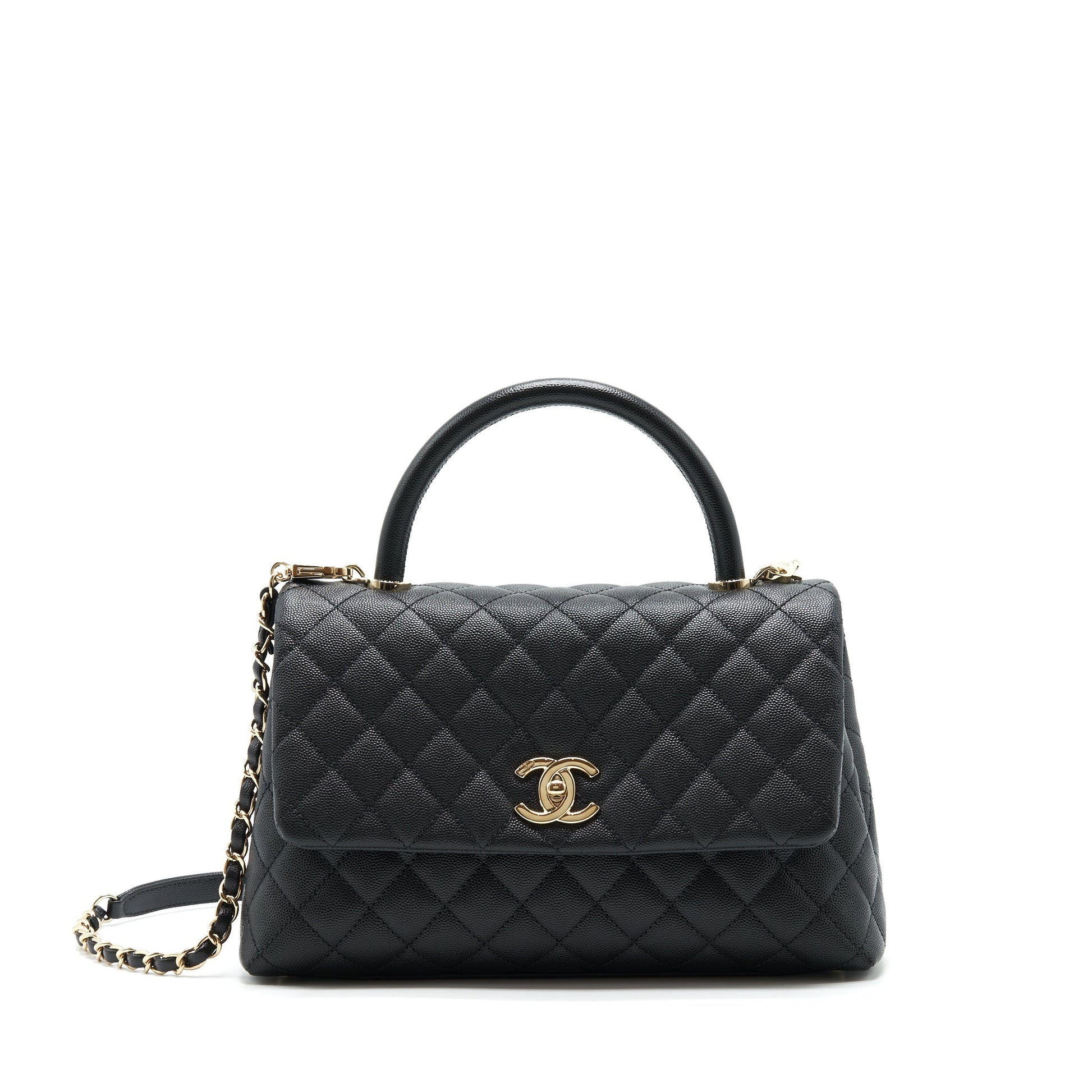 Chanel Coco Handle Caviar LGHW Black Handbag