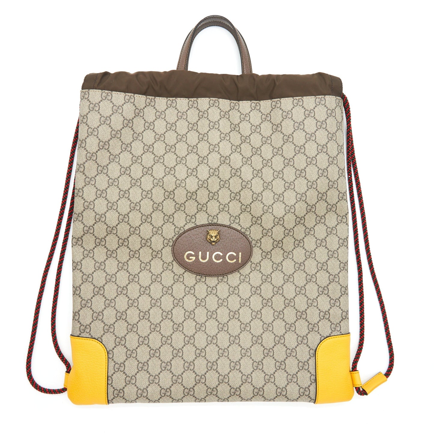 Gucci Drawstring Backpack Supreme Yellow Beige Jewelry