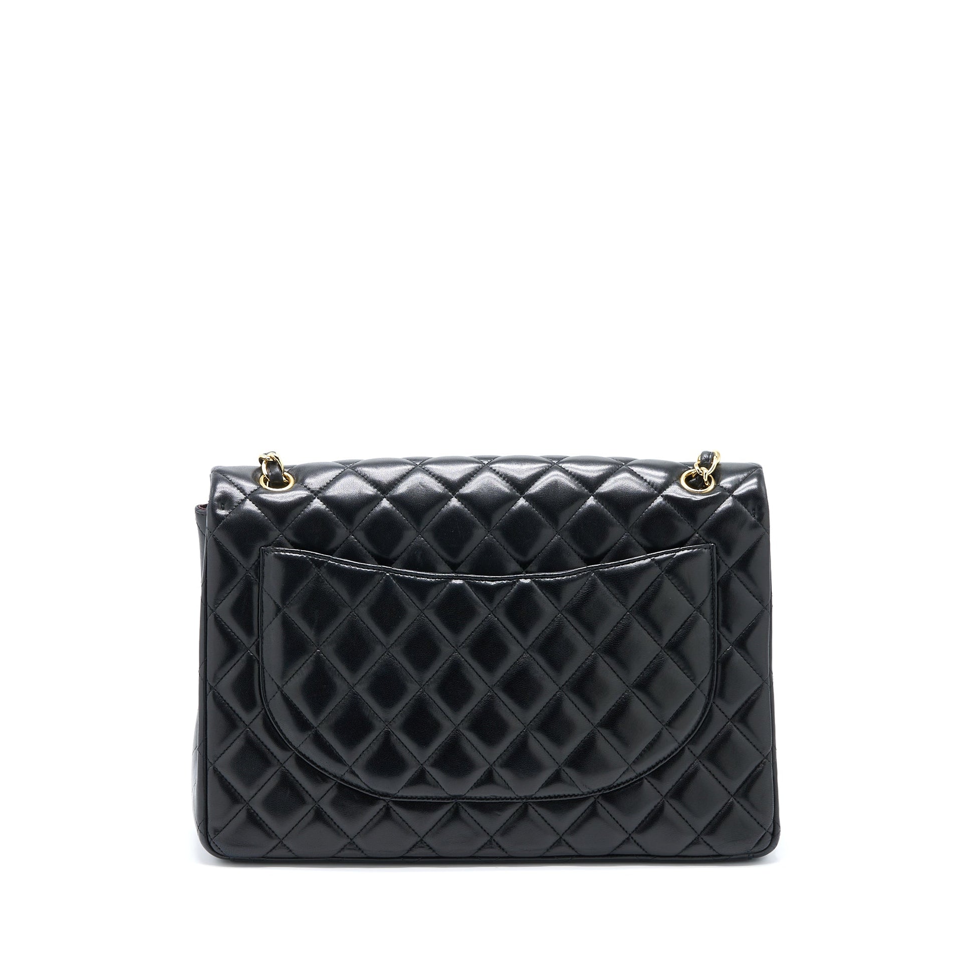 Chanel Maxi Single Flap Lambskin GHW Black Shoulder Bag