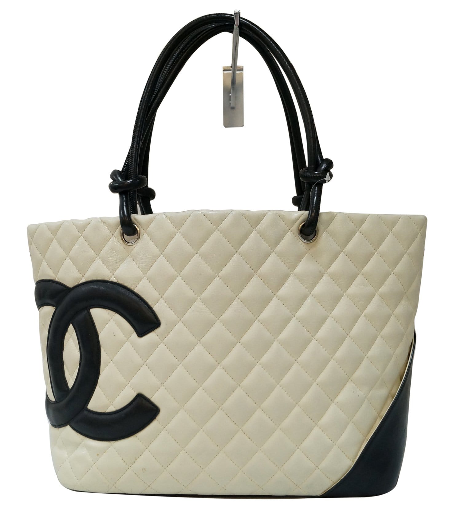 Chanel Quilted Ligne Cambon Leather White Travel Bag