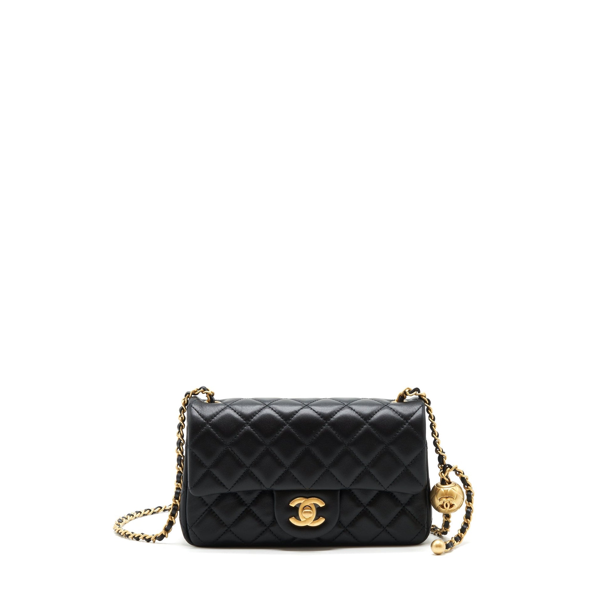 Chanel 22C pearl crush Rectangular Lambskin GHW Black Mini Bag