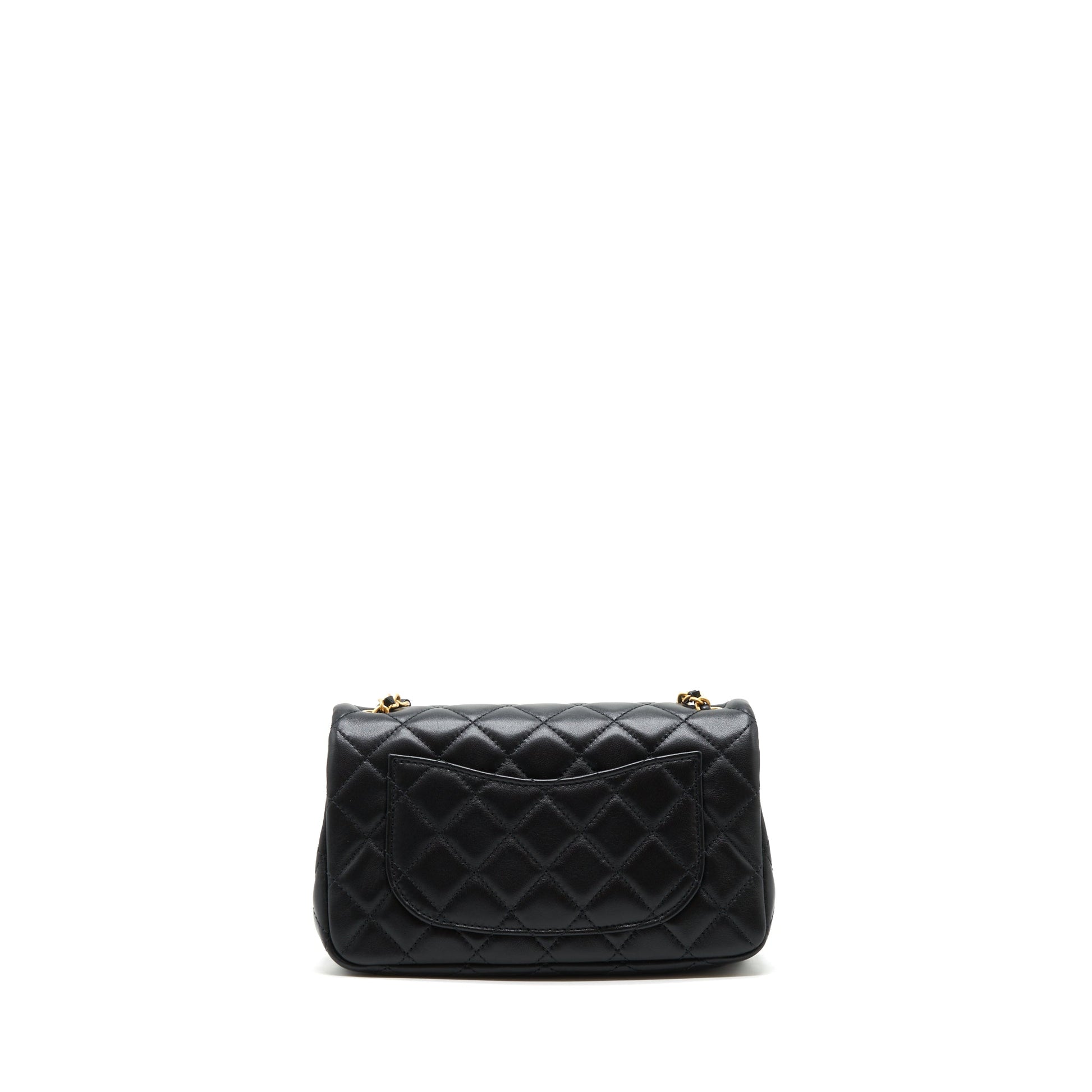 Chanel 22C pearl crush Rectangular Lambskin GHW Black Mini Bag