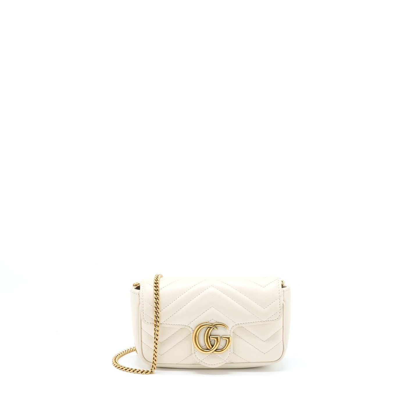 Gucci Marmont Super Bag Matelass Brushed White Mini Travel Bag