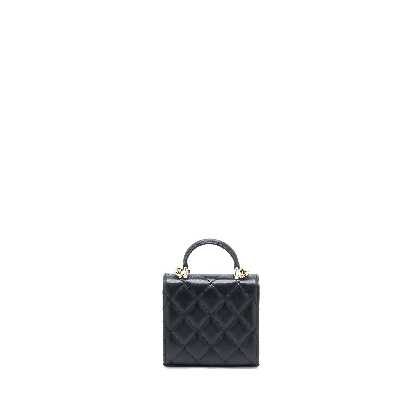 Chanel Top Handle Flap Lambskin LGHW Black Mini Bag