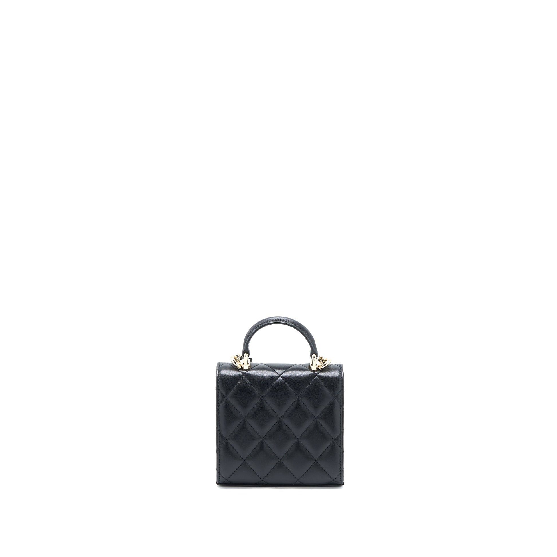 Chanel Top Handle Flap Lambskin LGHW Black Mini Bag